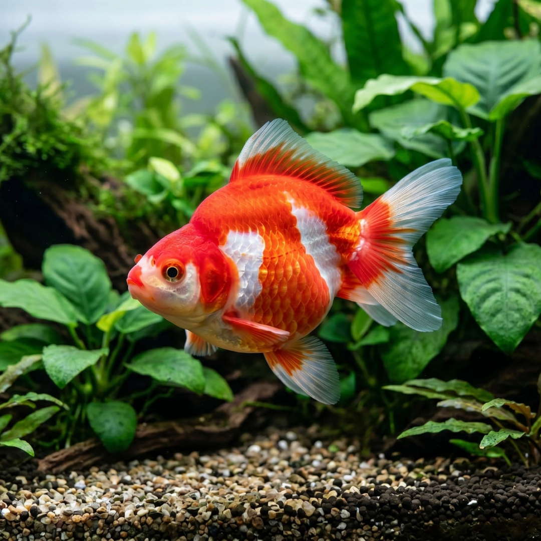Ryukin Goldfish Red And White